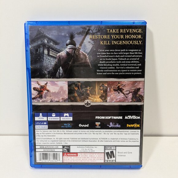 Sekiro Shadows Die Twice PS4 Sony Playstation 4 Game Mature 17+ Activision 2019 - Picture 2 of 9